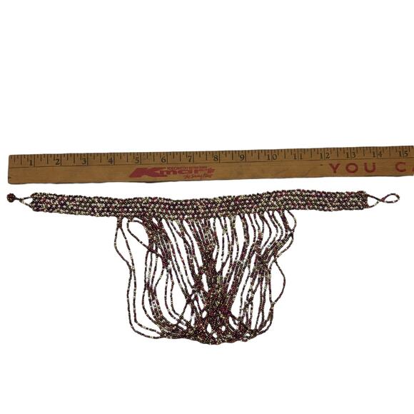 Boho Luxe Fringe Beaded Necklace Tribal Statement Y2K Festival Bold - Picture 5 of 6